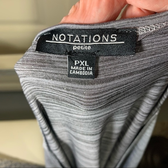 Notations Gray Midi Dress Rushed Faux Rap Deep V Neckline Sz XL P - Picture 10 of 11